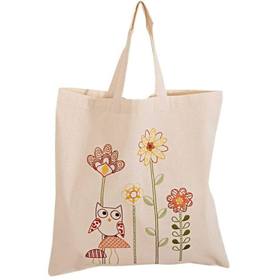 Rico Design Rico Design Owl and Mushrooms Canvas Bag Embroidery Kit, 38x45cm