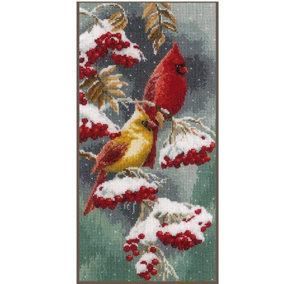 Vervaco Vervaco- Scarlet and Snow-Cardinals Cross Stitch Kit