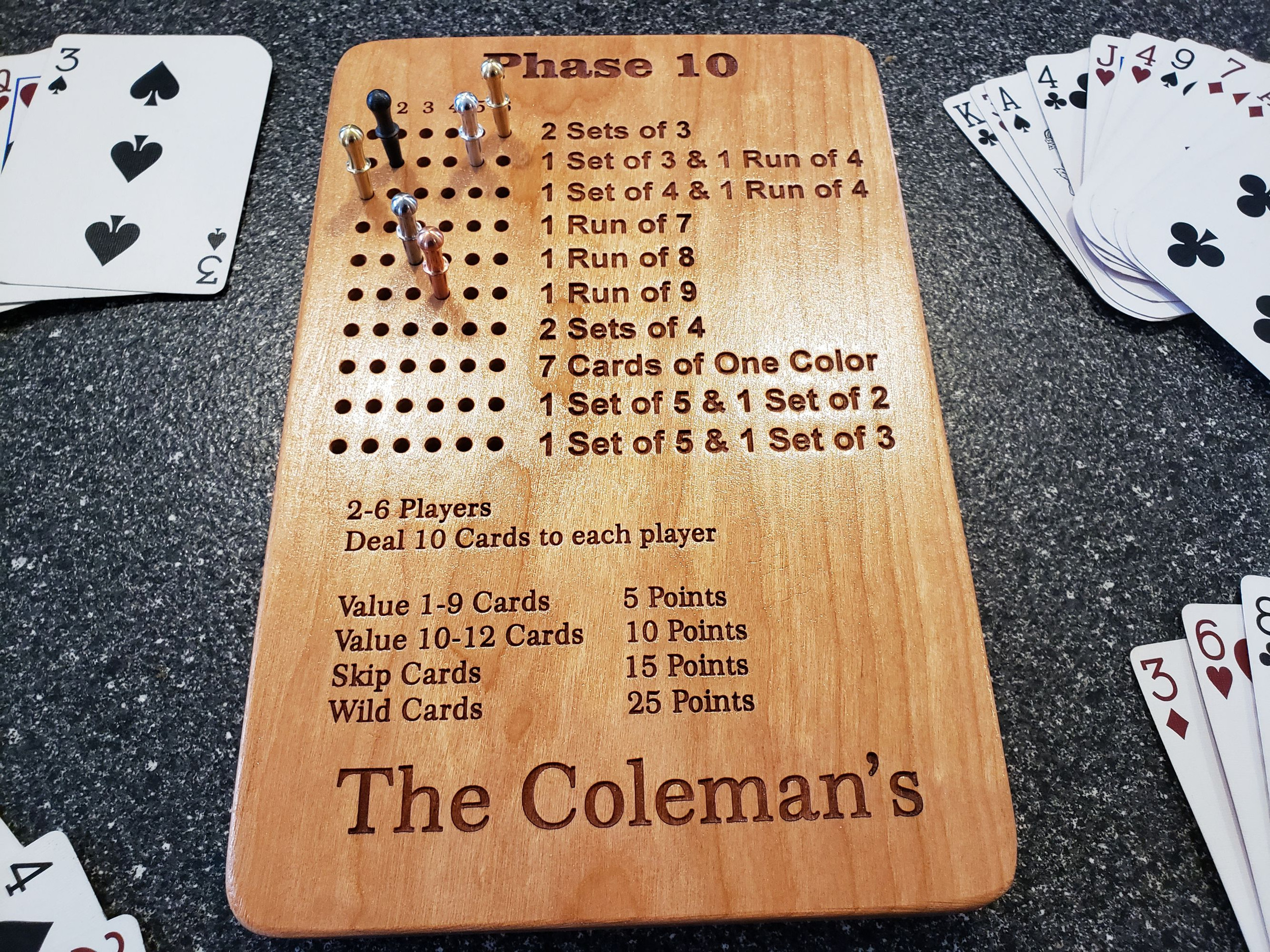 Hand and Foot Canasta Scoreboard - Unique Wood Products