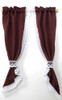 OakridgeStores.com | Barbara Obrien - Curtains: Demi Tie Back, Burgundy with White Lace Trim - Dollhouse Miniature (70039)