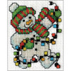 OakridgeStores.com | Design Works - Counted Cross Stitch Kit 2"X3" - Snowman Lights Mini (18 Count) (DW517) 021465005171