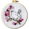 OakridgeStores.com | Bucilla - Stamped Embroidery Kit 6" Round - Cherry Blossom Birdie (47917E) 046109479170
