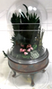 RESALE SHOP - Dollhouse 1" Scale Foliage and Flowers on Round Table with Dome - OOAK - NEW