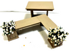 RESALE SHOP - Dollhouse 1" Scale Patio Wood Bench with White Flowers- preowned