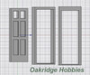 Oakridge Minis - Residential Inset 4 Panel Door with 2 Pane Window, Frame and Trim - 3' x 7' Scale Size - 1" Scale 1:12 Model Miniature - 1046-12