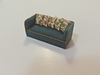 RESALE SHOP - 1:48 VTG Artisan Upholstered Piping Green Sofa Chair Ottoman KMW