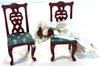 RESALE SHOP - 1:12 Dollhouse Chairs With OOAK Wedding Dress - preowned