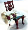 RESALE SHOP - 1:12 Dollhouse Chairs With OOAK Wedding Dress - preowned