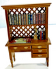 RESALE SHOP - Dollhouse 1:12 Unique Walnut Writing Desk With Books And Trophy - OOAK