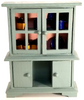 RESALE SHOP - 1:12 Dollhouse Wooden Blue Hutch with Canisters and Spatterware- preowned
