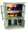 RESALE SHOP - 1:12 Dollhouse Wooden Blue Hutch with Canisters and Spatterware- preowned