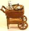 RESALE SHOP - 1:12 Dollhouse Wooden Rolling Dessert Cart With Donuts - preowned