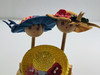 RESALE SHOP - OOAK 1:12 Yellow Table With Patterned Skirt And Hat Displays