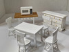 RESALE SHOP - Dollhouse Miniature 1:12 White Kitchen Table And Island Set With Microwave
