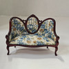 RESALE SHOP - Dollhouse Miniature 1:12 Victorian Mahogany White Floral Couch And Armchair Set