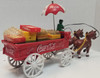 RESALE SHOP - VTG Coca Cola Cast Iron Horse Drawn Carriage with 6 Cola Crates & DEPT 56 Figure - LAHA-COLAHORSE-U5029