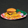 OakridgeStores.com | Artisan Creations - Hamburger with Fries & Toppings on Checkered Plate - 1:12 Scale Dollhouse Miniature Food - 209