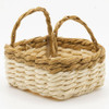 OakridgeStores.com | Artisan Creations - Square Basket with Handles, Cream/Brown - 1" Scale Dollhouse Miniature - 432
