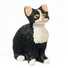 OakridgeStores.com | Aztec - Sitting Cat, Eyes Open - Black & White - 1:12 Scale Dollhouse Miniature Figure - E0212