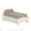 OakridgeStores.com | Aztec - Captain's Bed - White - 1:12 Scale Dollhouse Miniature Bedroom Furniture - M1908