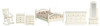 OakridgeStores.com | Aztec - Master Bedroom Furniture Set - White - Set of 6 - 1" Scale Dollhouse Miniature - T0027