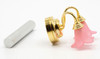 OakridgeStores.com | Miniature House - LED Battery Double Wall Sconce w/ Pink Tulip Shade, Brass, Wand - 1" Scale Dollhouse Miniature Light - 52014PK