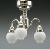 OakridgeStores.com | Miniature House - LED Battery 3-Arm Frosted Globe Silver Chandelier w/ Wand, CR1632, 3 Volt - 1:12 Scale Dollhouse Miniature - 56013SL 783970990075