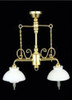 OakridgeStores.com | Miniature House - LED Battery 2 Down Arm Chandelier with Wand, Brass - 1:12 Scale Dollhouse Miniature Light - 56049 783970560490