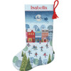 OakridgeStores.com | Dimensions - Skating Stocking - Wintry Village with Ice Skaters & Santa's Sleigh - Counted Cross Stitch Kit, 14 Count, 16 inches - 70-09602 088677096021