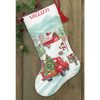 OakridgeStores.com | Dimensions - Holiday Farm Stocking - Vintage Farm with Red Truck, Barn & Snowman - Counted Cross Stitch Kit, 14 Count, 16 inches - 70-09619 088677096199