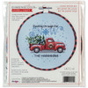 OakridgeStores.com | Dimensions - Holiday Family Truck - Learn-A-Craft Counted Cross Stitch Kit - 14 Count, 6 Inch Round - 72-09005 088677090050