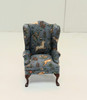 RESALE SHOP - VTG 1:12 Bespaq #2814 Queen Ann Wing Chair Upholstered Arm Chair- - DASI-BLUECHAIR-NS7177