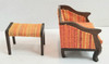 RESALE SHOP - Dollhouse Arm Chair With Fabric Stool 1" Orange/ Yellow Fabrics - RUMA-CHRSTL-LN7235