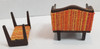 RESALE SHOP - Dollhouse Arm Chair With Fabric Stool 1" Orange/ Yellow Fabrics - RUMA-CHRSTL-LN7235