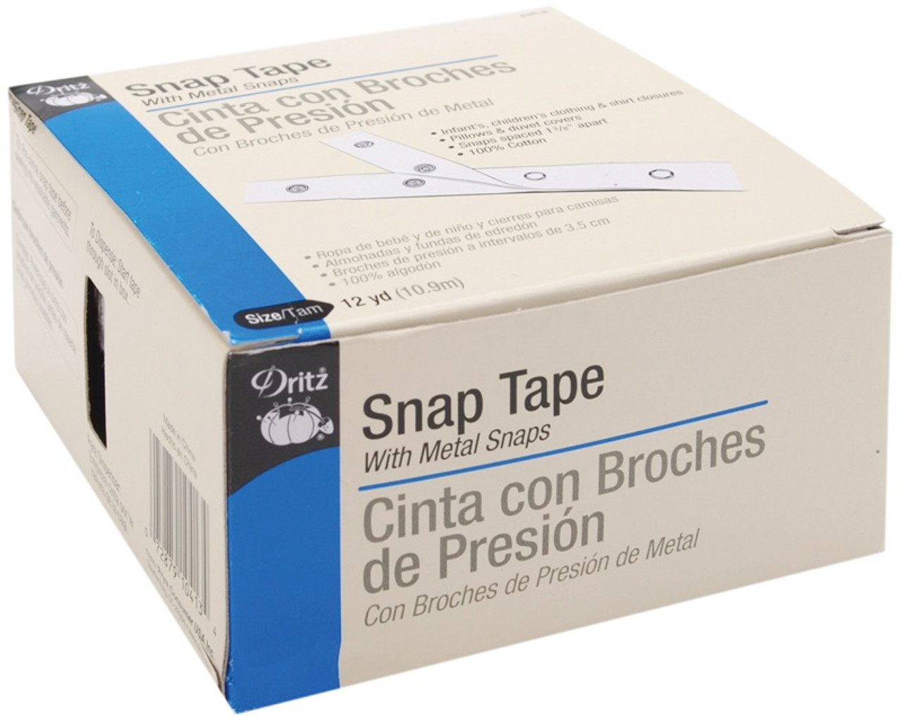Dritz White Snap Tape Size 4/0 12yd