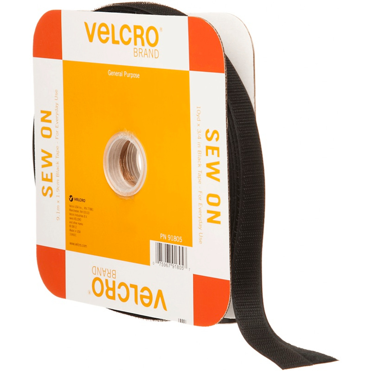 Velcro Brand Sew-On Tape 3/4X30 Black