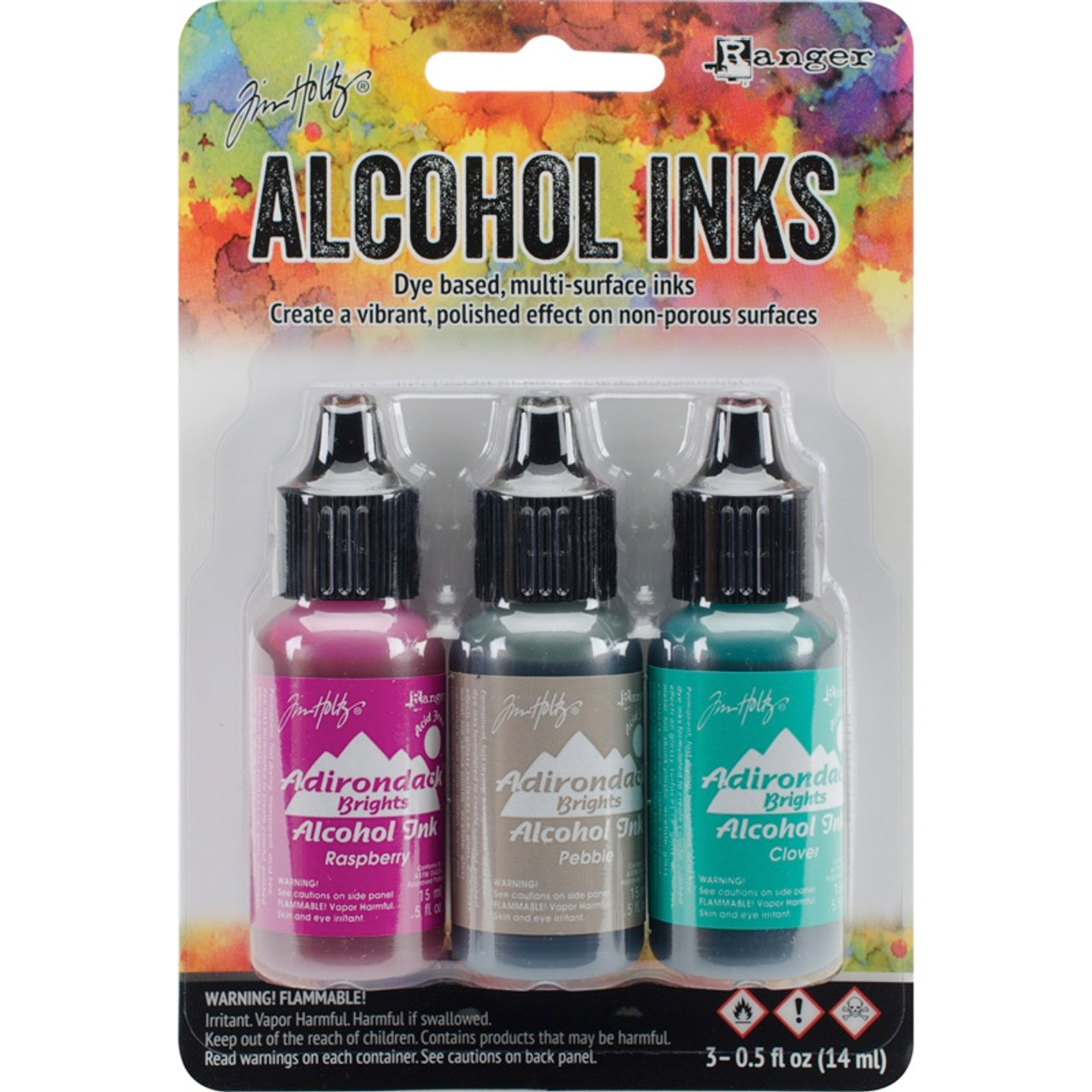 Buy the Ranger - Tim Holtz Alcohol Ink .5oz 3/Pkg-Valley  Trail-Raspberry/Pebble/Clover (Tak-25979) 789541025979 on SALE at  www.