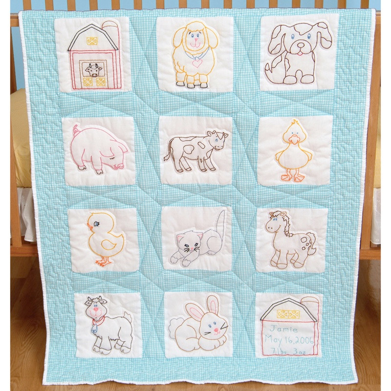 Buy the Jack Dempsey Stamped White Nursery Quilt Blocks 9"X9" 12/Pkg