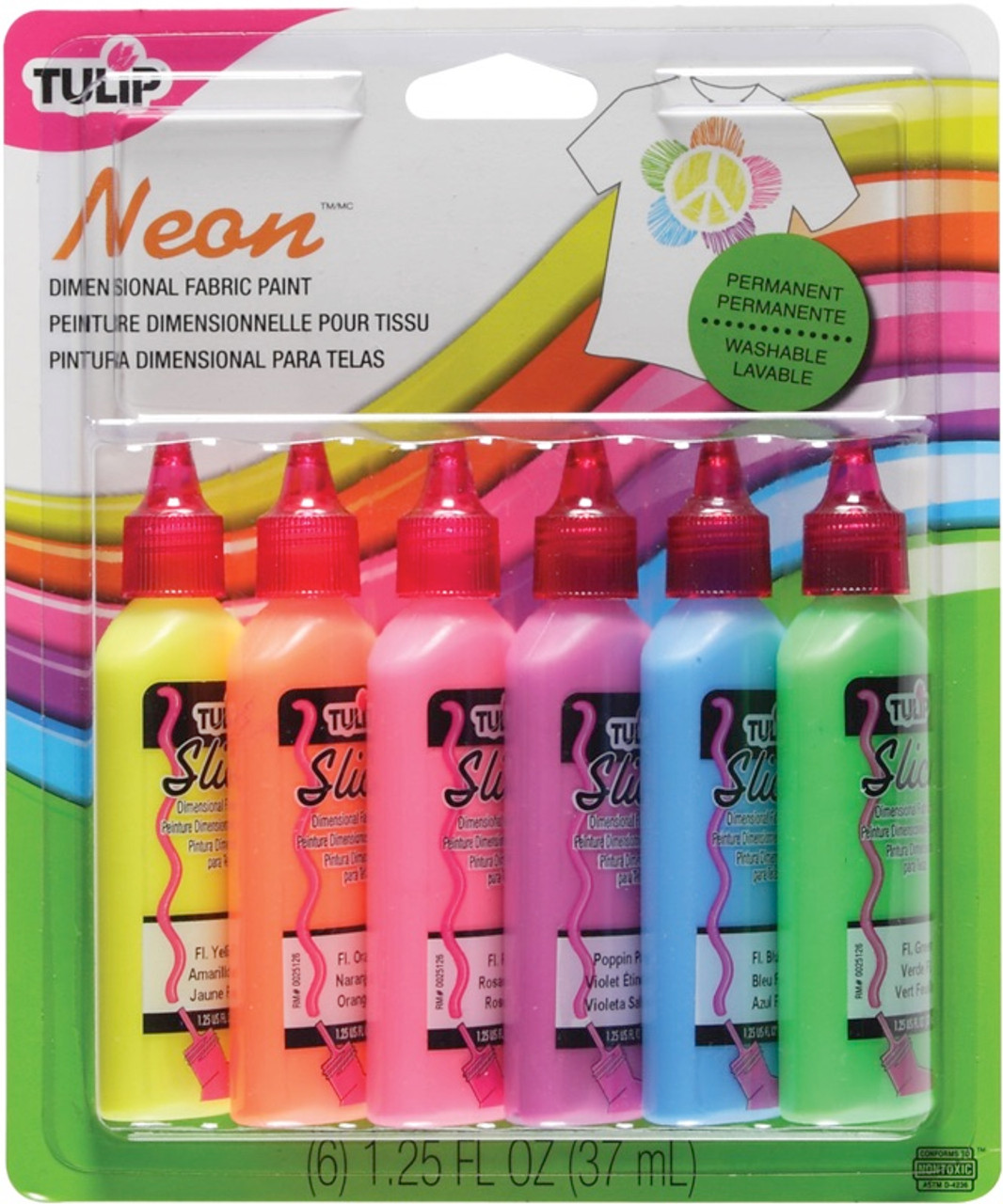Buy the I Love To Create - Tulip Dimensional Fabric Paints 1.25oz 6/Pkg-Neon  (Tsk-29027) 017754290274 on SALE at www.