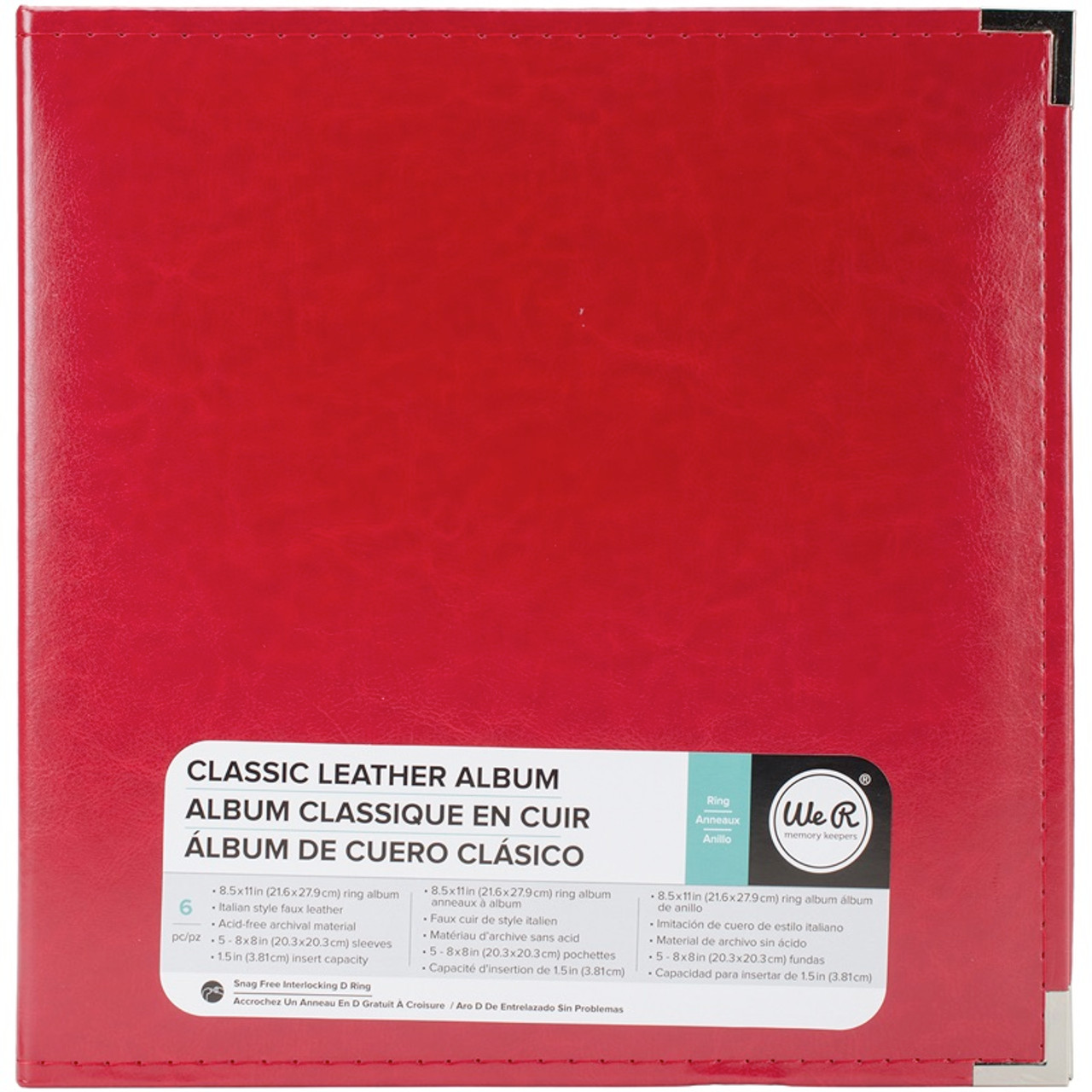 Scrapbook Classic Leather 3 Ring Album Red 12X12 