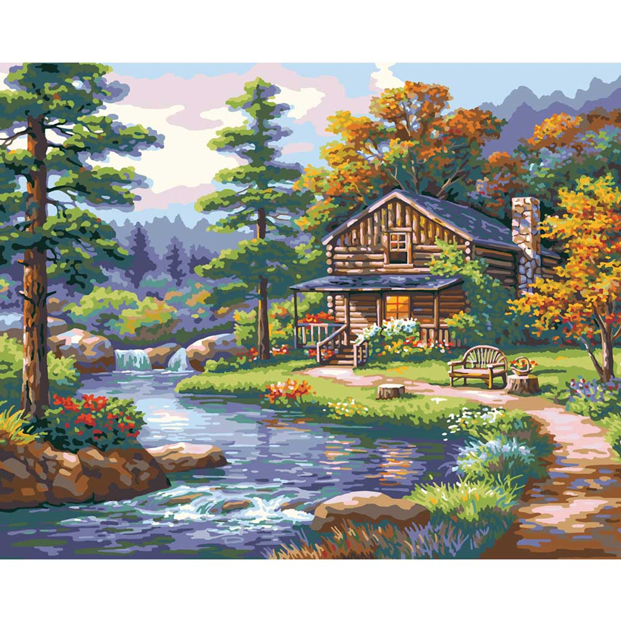 Winnie's Picks Adult Paint by Numbers Kit, 16 x 20, A Norwegian Fjord  Cabin - Advanced