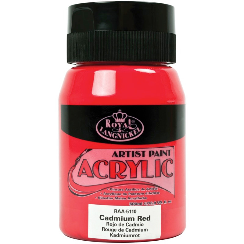 Royal & Langnickel Essentials Acrylfarbe 500 Ml In Kadmiumrot – Leuchtend, Intensiv & Gut Deckend Für Künstler
