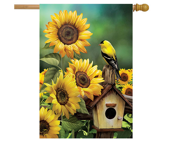 Goldfinch and Sunflowers Decorative Flag - Thumbnail 5