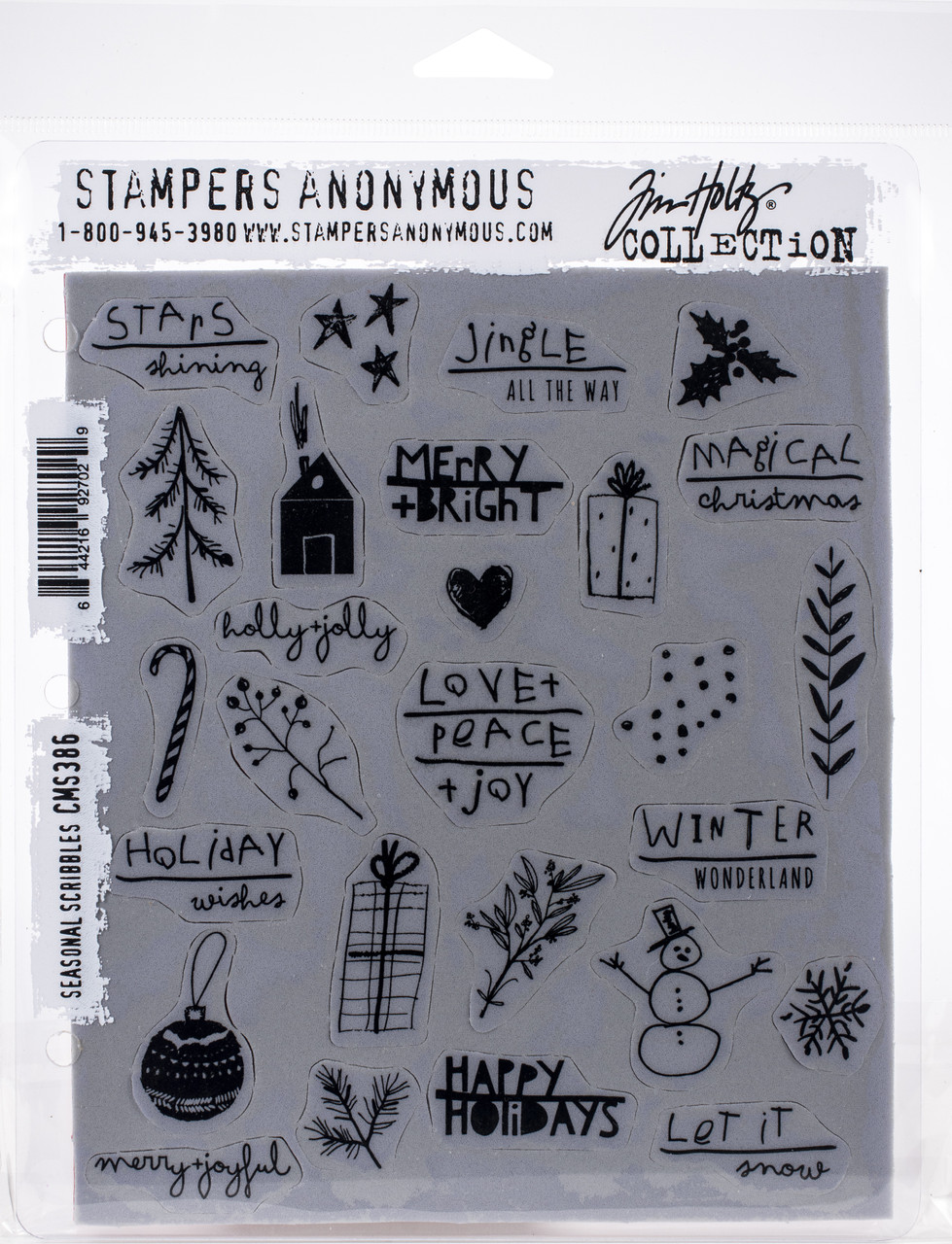 Tim Holtz Cling Rubber Stamps - Seasonal Scribbles CMS386