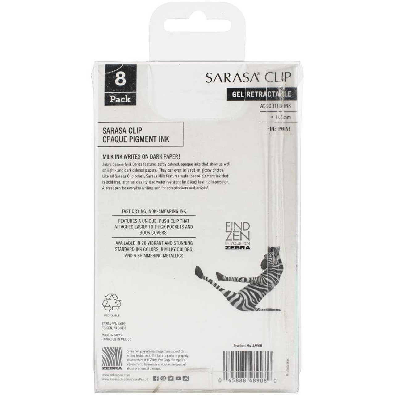 Great deals on Zebra Pen - Sarasa Clip 0.5mm Fine Point Gel Ink Pens 8/Pkg  - Milky -Assorted Colors (48908)