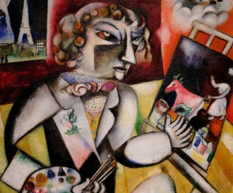 Marc Chagall、AUTO-PORTRAIT AVEC PALETTE Self Portrait with Palette Tapestry by Jon Baran - Jon Baran