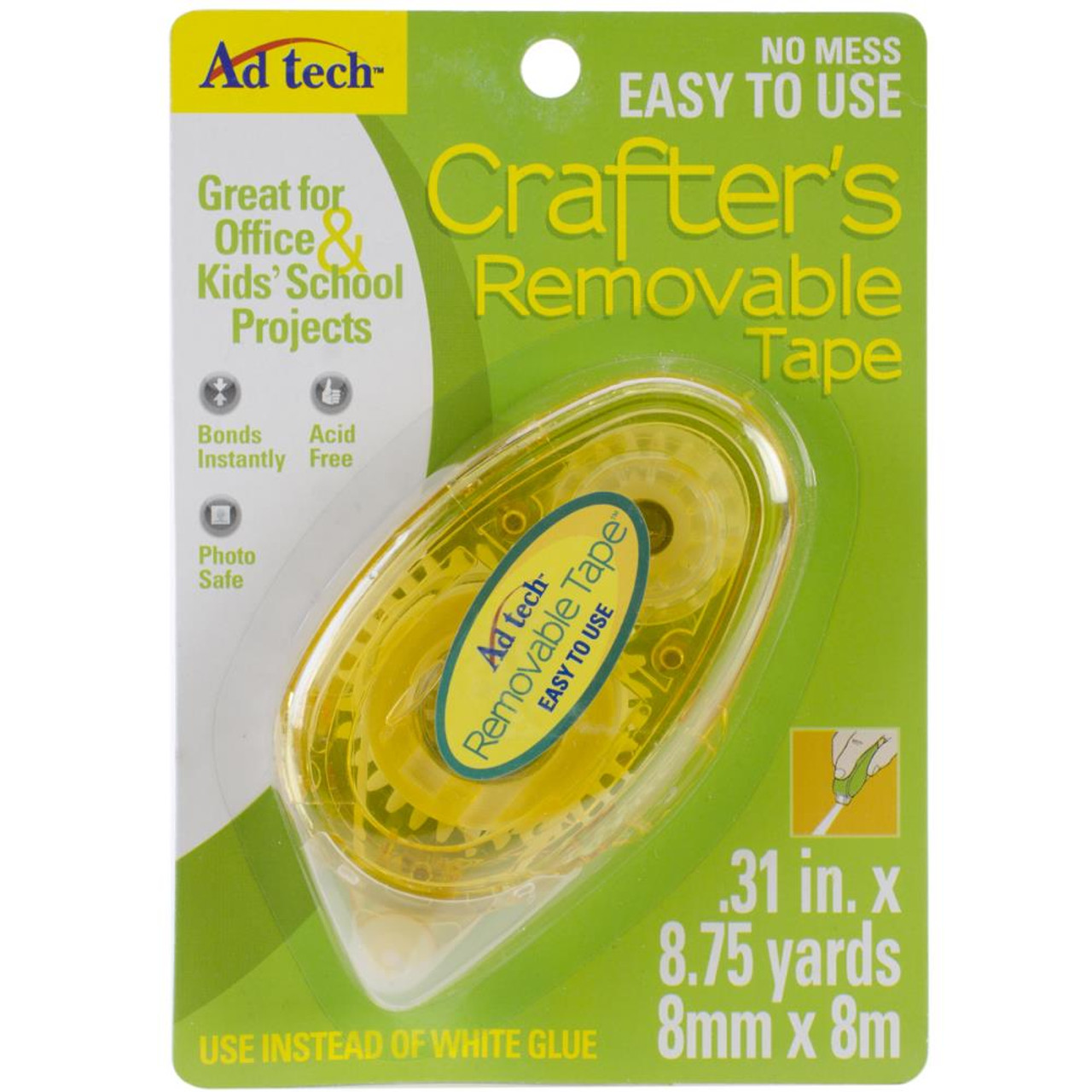 Adtech Crafter's Tape Removable Glue Runner.31X315 for Tape Runner  05632,Green,yellow : Patio, Lawn & Garden 