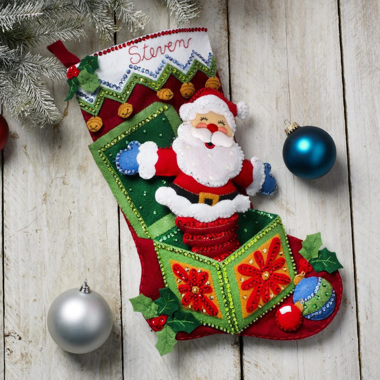 Bucilla Felt Stocking Applique Kit - Santa's Visit 18