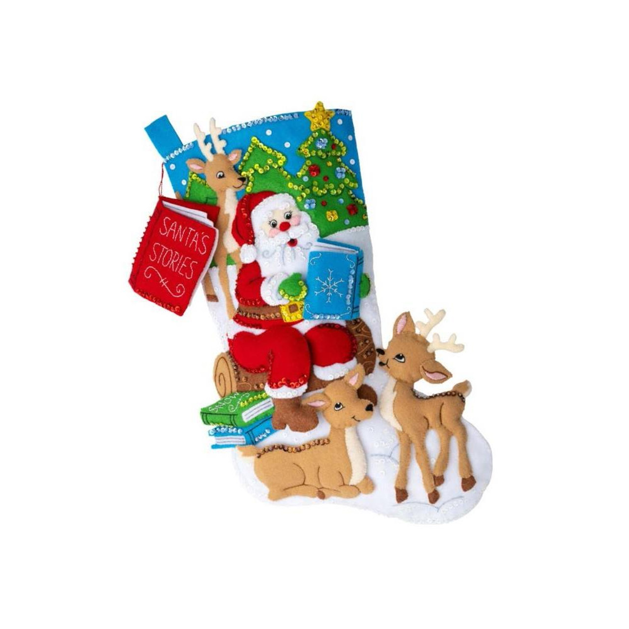 Bucilla Felt Stocking Applique Kit 18 Long Santa's Gathering