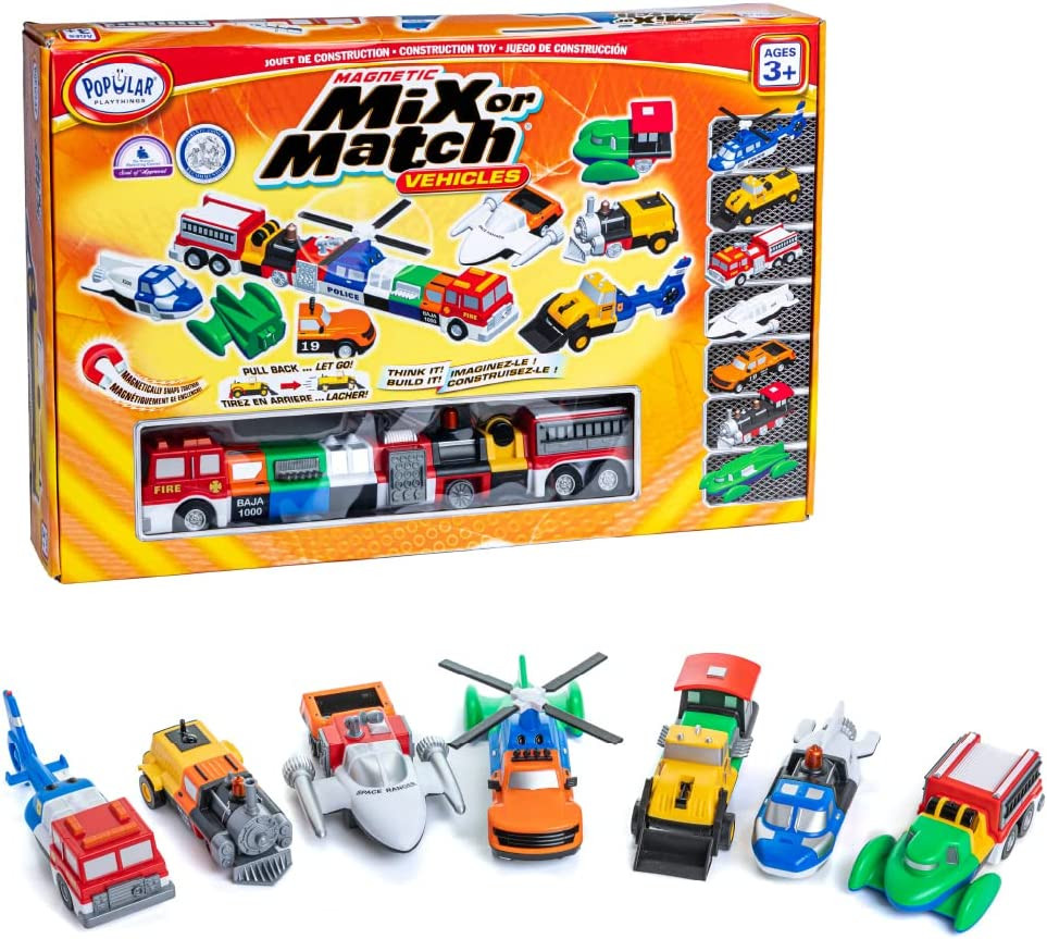 POPULAR PLAYTHINGS - Deluxe Mix & Match Vehicles Green, Magnetic Toy Play  Set - 1 (21 Pieces) (60314)